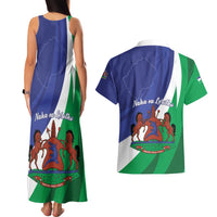 Lesotho 1966 Unique Couples Matching Tank Maxi Dress and Hawaiian Shirt Spiral Aloe Coat of Arms - Wonder Print Shop
