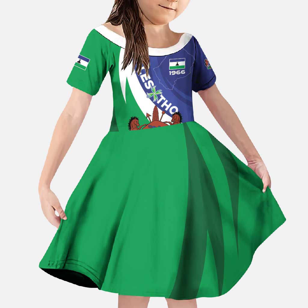 Lesotho 1966 Unique Family Matching Long Sleeve Bodycon Dress and Hawaiian Shirt Spiral Aloe Coat of Arms - Wonder Print Shop