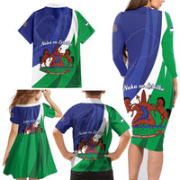 Lesotho 1966 Unique Family Matching Long Sleeve Bodycon Dress and Hawaiian Shirt Spiral Aloe Coat of Arms - Wonder Print Shop
