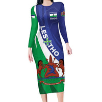 Lesotho 1966 Unique Family Matching Long Sleeve Bodycon Dress and Hawaiian Shirt Spiral Aloe Coat of Arms - Wonder Print Shop