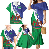 Lesotho 1966 Unique Family Matching Mermaid Dress and Hawaiian Shirt Spiral Aloe Coat of Arms - Wonder Print Shop