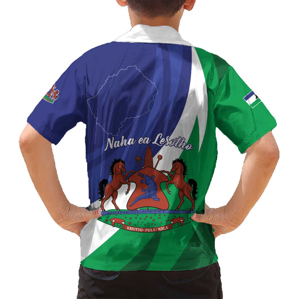 Lesotho 1966 Unique Family Matching Off Shoulder Maxi Dress and Hawaiian Shirt Spiral Aloe Coat of Arms - Wonder Print Shop