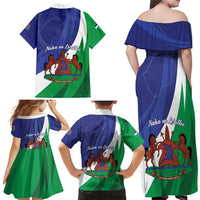 Lesotho 1966 Unique Family Matching Off Shoulder Maxi Dress and Hawaiian Shirt Spiral Aloe Coat of Arms - Wonder Print Shop
