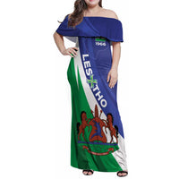 Lesotho 1966 Unique Family Matching Off Shoulder Maxi Dress and Hawaiian Shirt Spiral Aloe Coat of Arms - Wonder Print Shop