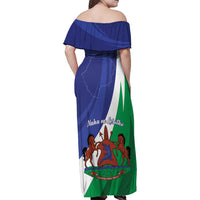 Lesotho 1966 Unique Family Matching Off Shoulder Maxi Dress and Hawaiian Shirt Spiral Aloe Coat of Arms - Wonder Print Shop