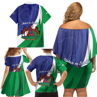 Lesotho 1966 Unique Family Matching Off Shoulder Short Dress and Hawaiian Shirt Spiral Aloe Coat of Arms - Wonder Print Shop