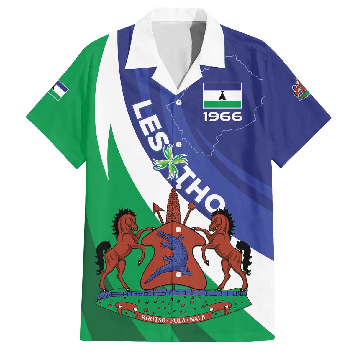 Lesotho 1966 Unique Family Matching Off Shoulder Short Dress and Hawaiian Shirt Spiral Aloe Coat of Arms - Wonder Print Shop