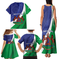 Lesotho 1966 Unique Family Matching Tank Maxi Dress and Hawaiian Shirt Spiral Aloe Coat of Arms - Wonder Print Shop