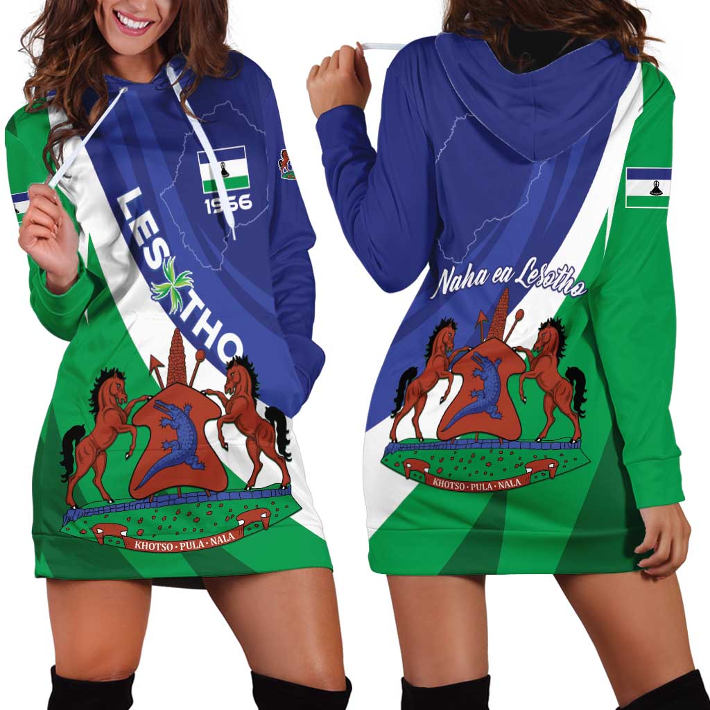 Lesotho 1966 Unique Hoodie Dress Spiral Aloe Coat of Arms - Wonder Print Shop