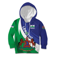 Lesotho 1966 Unique Kid Hoodie Spiral Aloe Coat of Arms - Wonder Print Shop