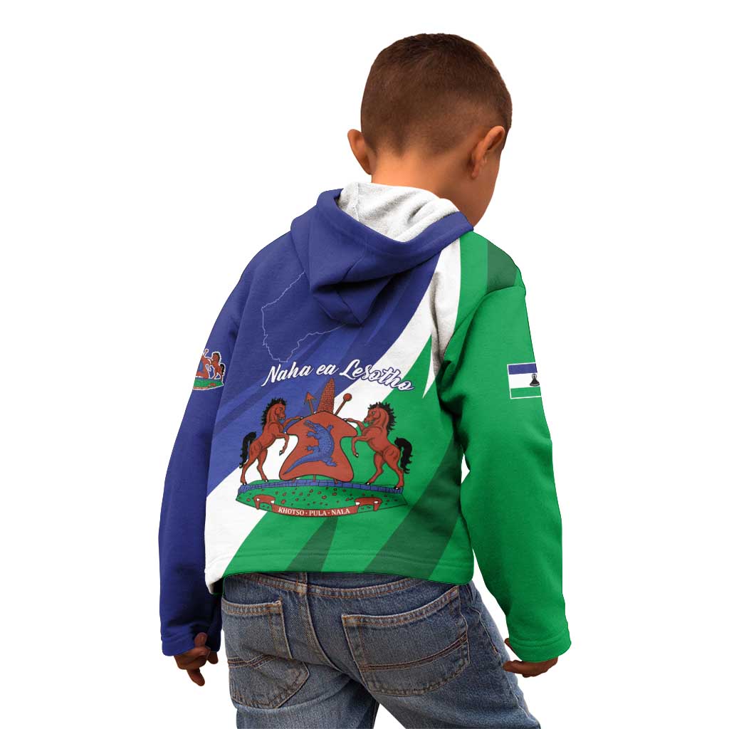 Lesotho 1966 Unique Kid Hoodie Spiral Aloe Coat of Arms - Wonder Print Shop