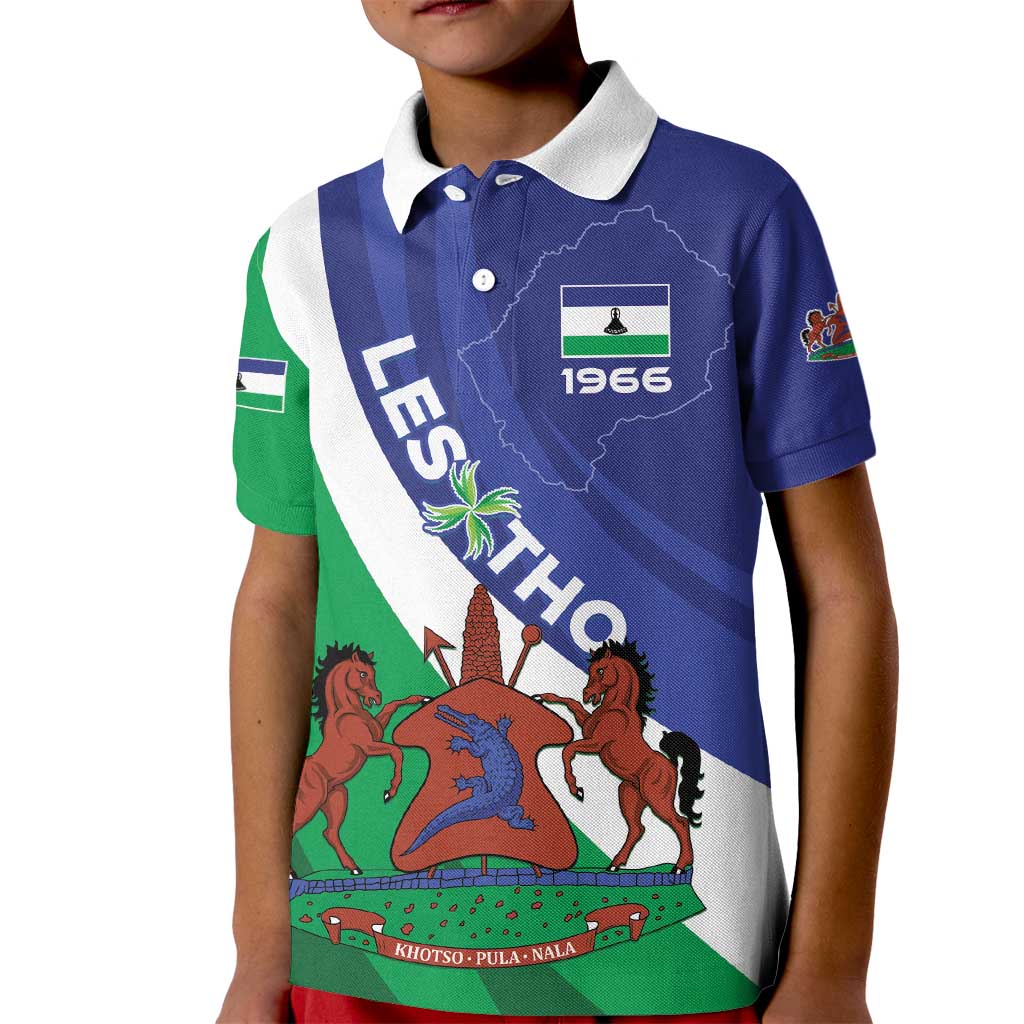Lesotho 1966 Unique Kid Polo Shirt Spiral Aloe Coat of Arms - Wonder Print Shop