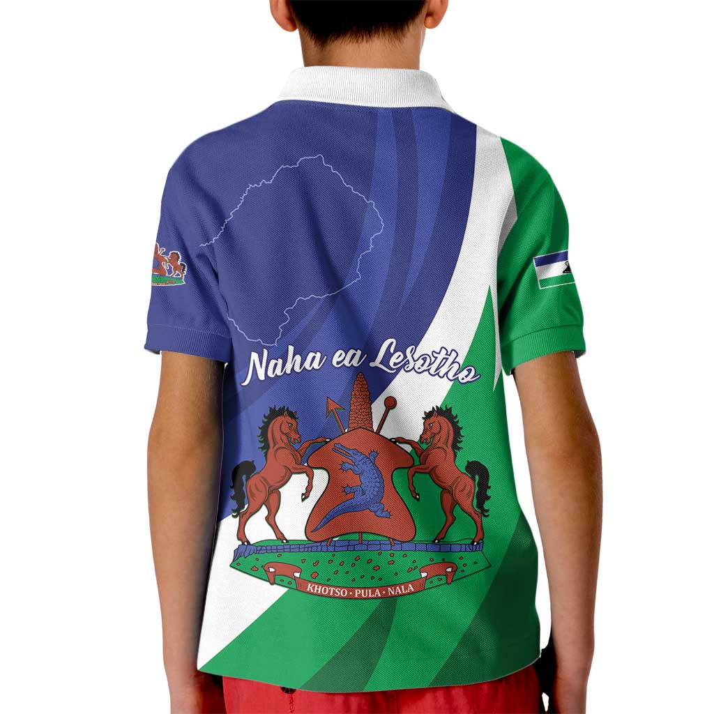 Lesotho 1966 Unique Kid Polo Shirt Spiral Aloe Coat of Arms - Wonder Print Shop