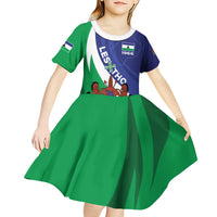 Lesotho 1966 Unique Kid Short Sleeve Dress Spiral Aloe Coat of Arms - Wonder Print Shop