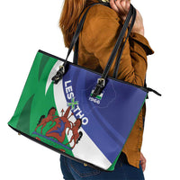 Lesotho 1966 Unique Leather Tote Bag Spiral Aloe Coat of Arms - Wonder Print Shop