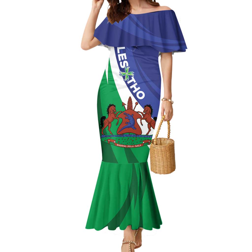 Lesotho 1966 Unique Mermaid Dress Spiral Aloe Coat of Arms - Wonder Print Shop