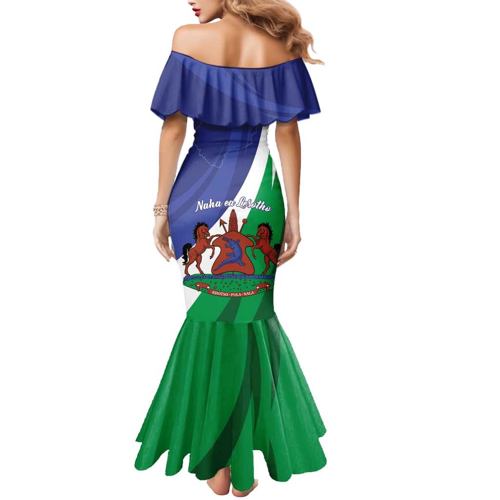 Lesotho 1966 Unique Mermaid Dress Spiral Aloe Coat of Arms - Wonder Print Shop