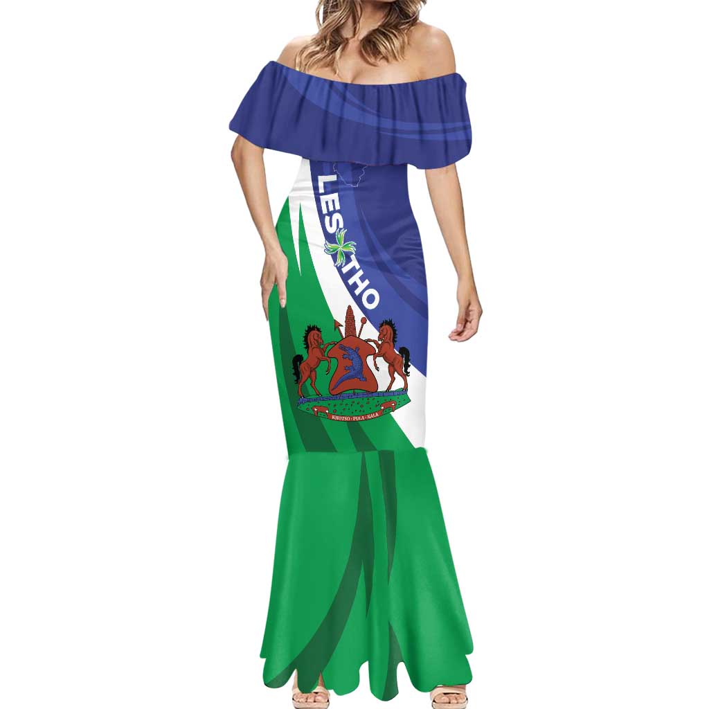 Lesotho 1966 Unique Mermaid Dress Spiral Aloe Coat of Arms - Wonder Print Shop