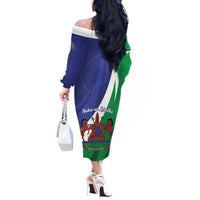 Lesotho 1966 Unique Off The Shoulder Long Sleeve Dress Spiral Aloe Coat of Arms - Wonder Print Shop