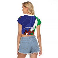 Lesotho 1966 Unique Raglan Cropped T Shirt Spiral Aloe Coat of Arms - Wonder Print Shop