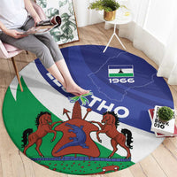 Lesotho 1966 Unique Round Carpet Spiral Aloe Coat of Arms