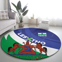 Lesotho 1966 Unique Round Carpet Spiral Aloe Coat of Arms