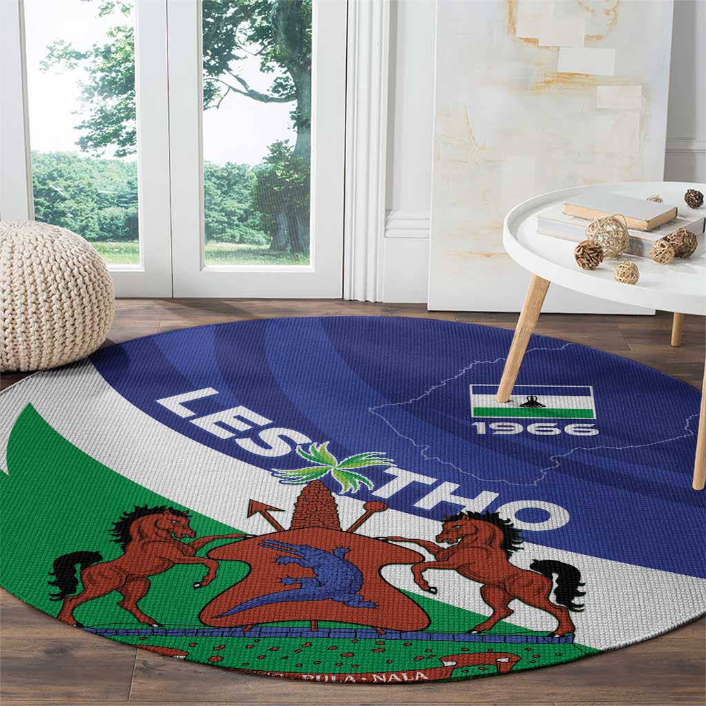 Lesotho 1966 Unique Round Carpet Spiral Aloe Coat of Arms