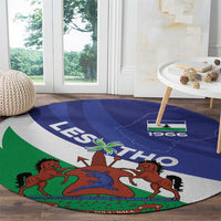 Lesotho 1966 Unique Round Carpet Spiral Aloe Coat of Arms