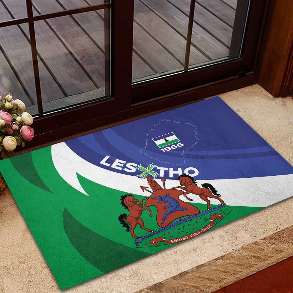 Lesotho 1966 Unique Rubber Doormat Spiral Aloe Coat of Arms - Wonder Print Shop