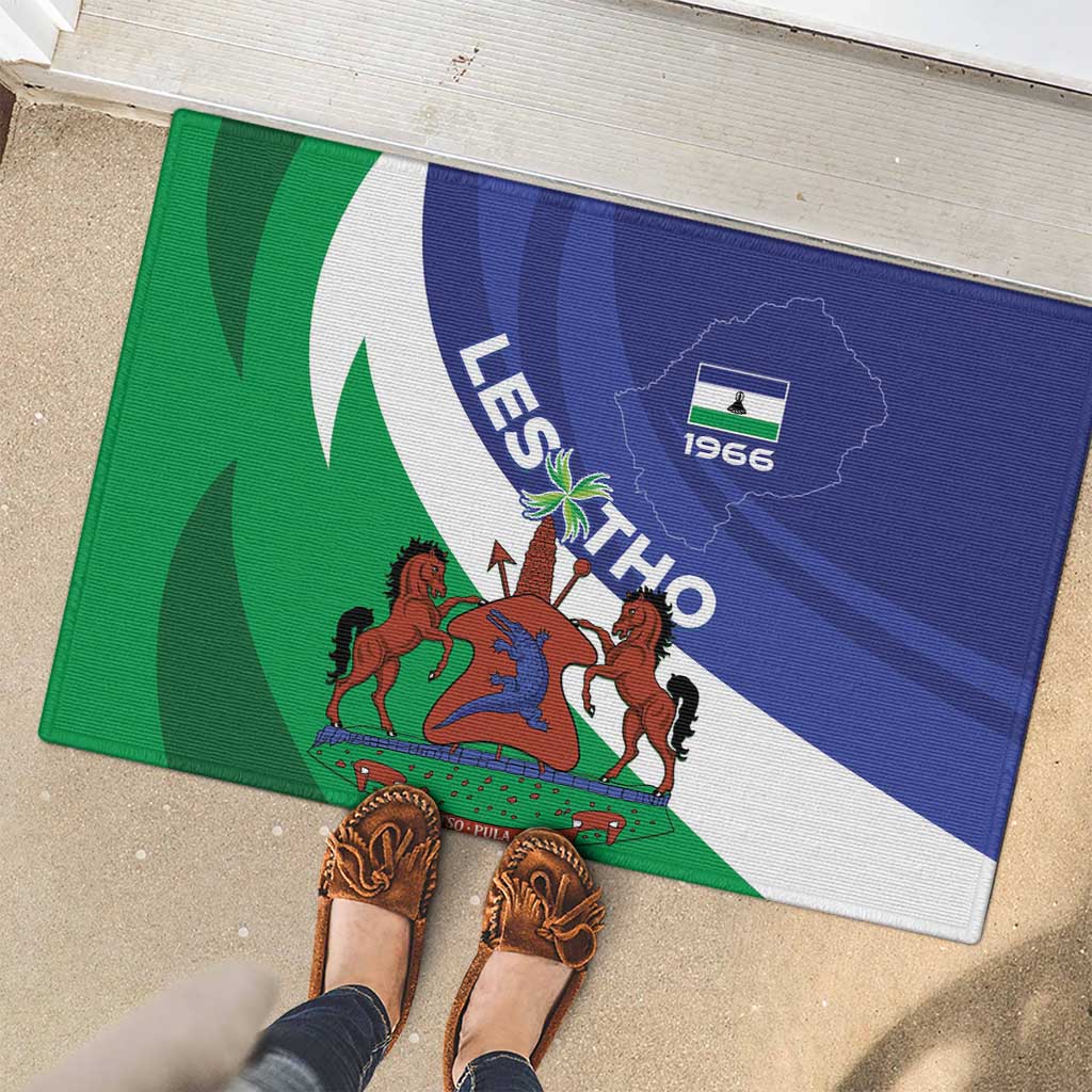 Lesotho 1966 Unique Rubber Doormat Spiral Aloe Coat of Arms - Wonder Print Shop