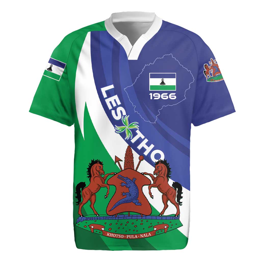 Lesotho 1966 Unique Rugby Jersey Spiral Aloe Coat of Arms - Wonder Print Shop