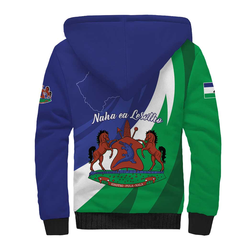 Lesotho 1966 Unique Sherpa Hoodie Spiral Aloe Coat of Arms - Wonder Print Shop