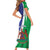 Lesotho 1966 Unique Short Sleeve Bodycon Dress Spiral Aloe Coat of Arms - Wonder Print Shop