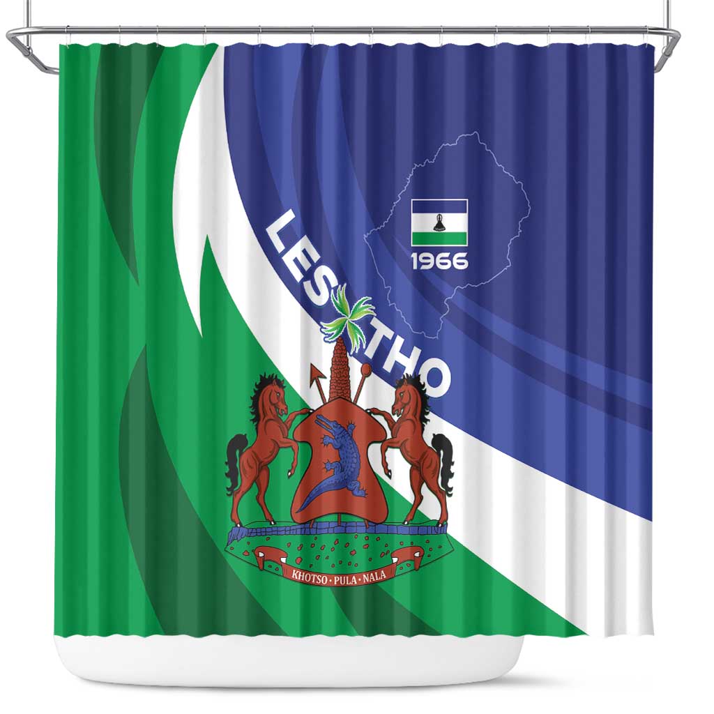 Lesotho 1966 Unique Shower Curtain Spiral Aloe Coat of Arms
