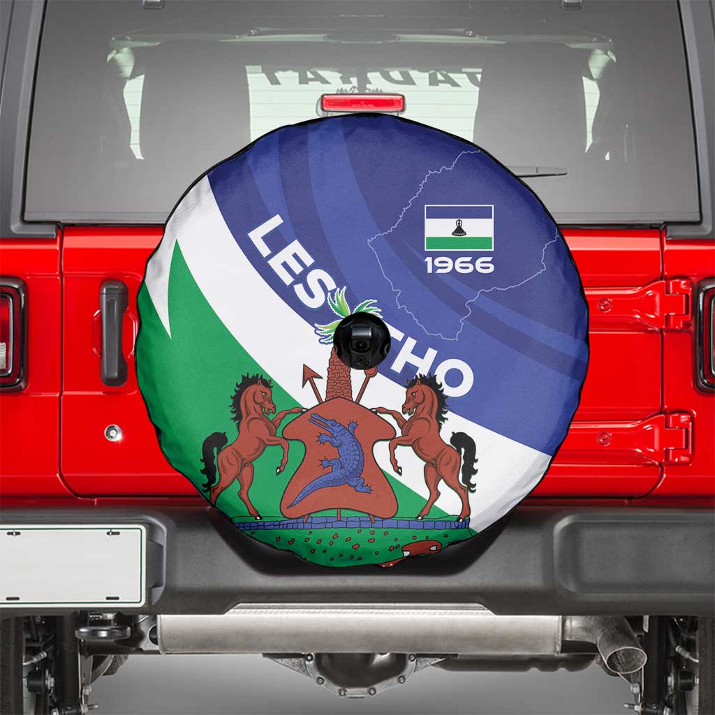 Lesotho 1966 Unique Spare Tire Cover Spiral Aloe Coat of Arms - Wonder Print Shop