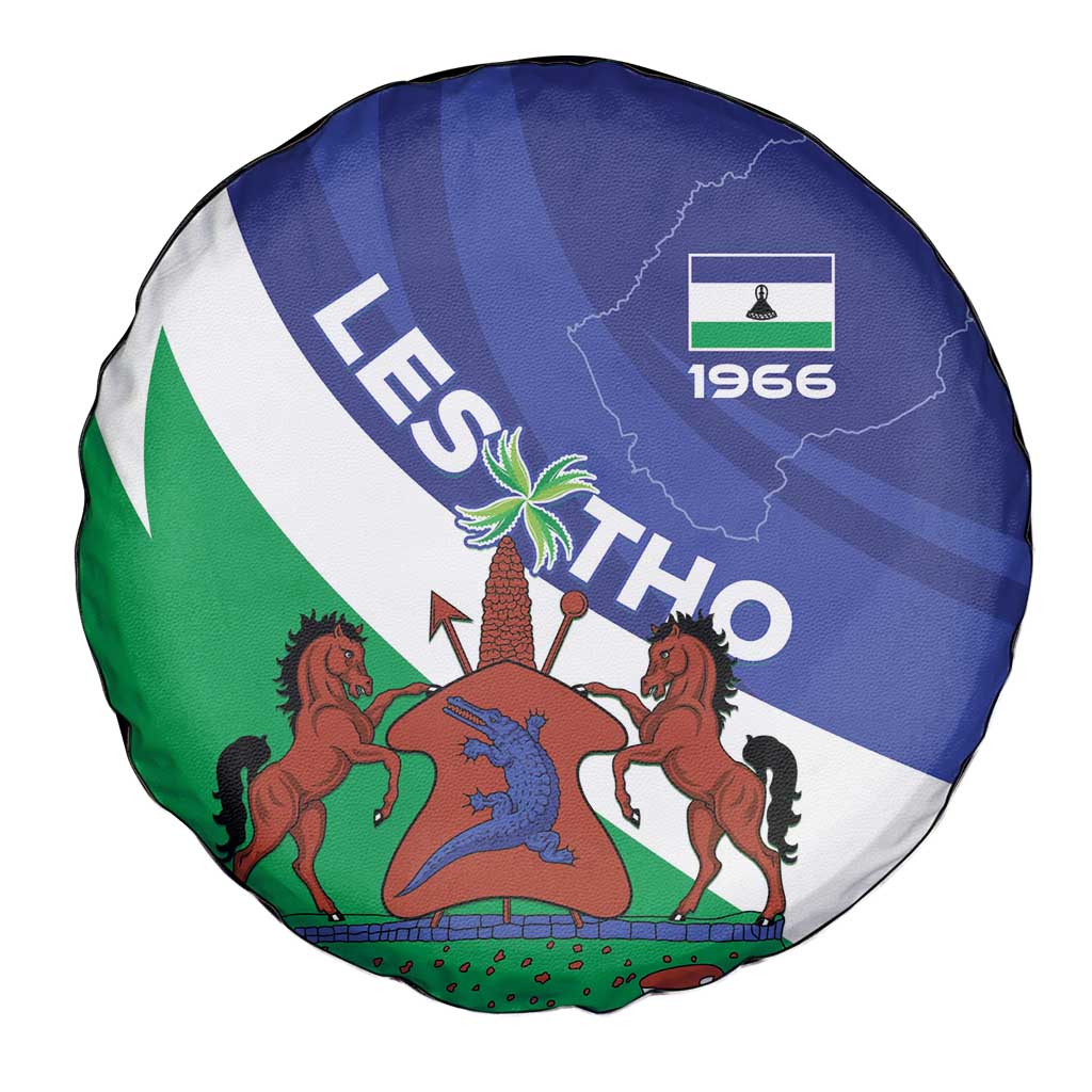 Lesotho 1966 Unique Spare Tire Cover Spiral Aloe Coat of Arms - Wonder Print Shop