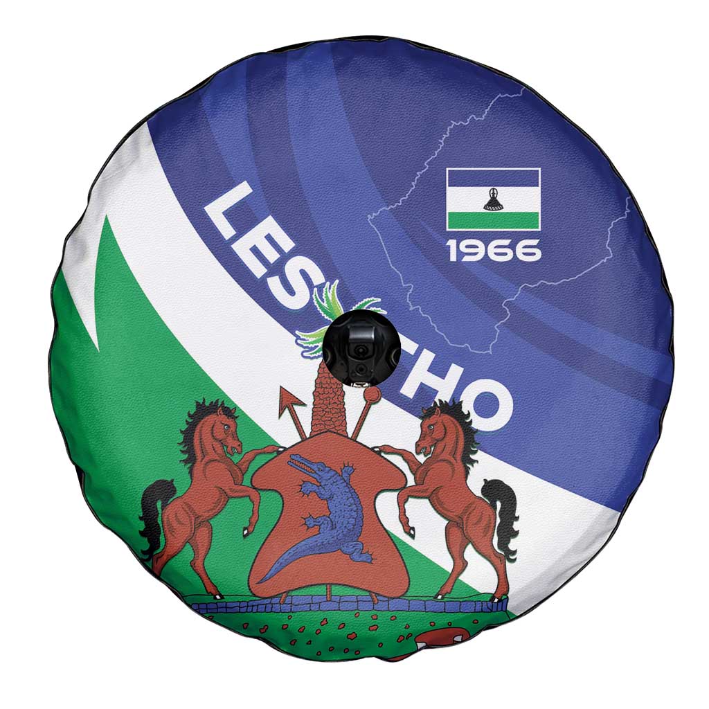 Lesotho 1966 Unique Spare Tire Cover Spiral Aloe Coat of Arms - Wonder Print Shop