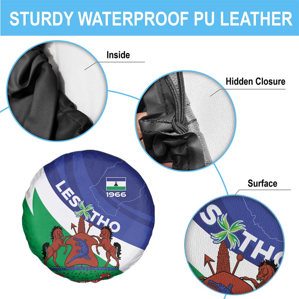 Lesotho 1966 Unique Spare Tire Cover Spiral Aloe Coat of Arms - Wonder Print Shop