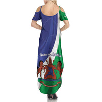 Lesotho 1966 Unique Summer Maxi Dress Spiral Aloe Coat of Arms - Wonder Print Shop