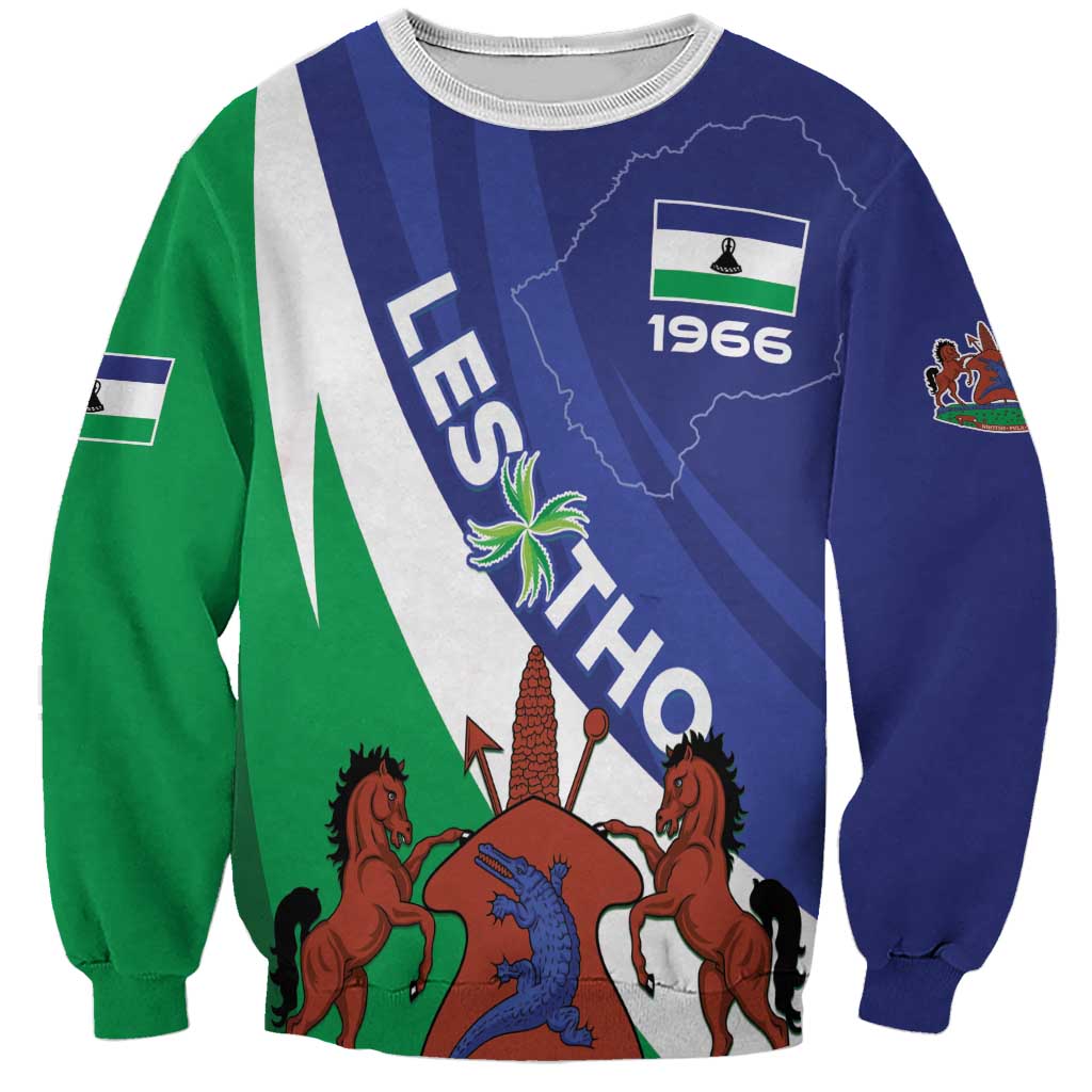 Lesotho 1966 Unique Sweatshirt Spiral Aloe Coat of Arms - Wonder Print Shop