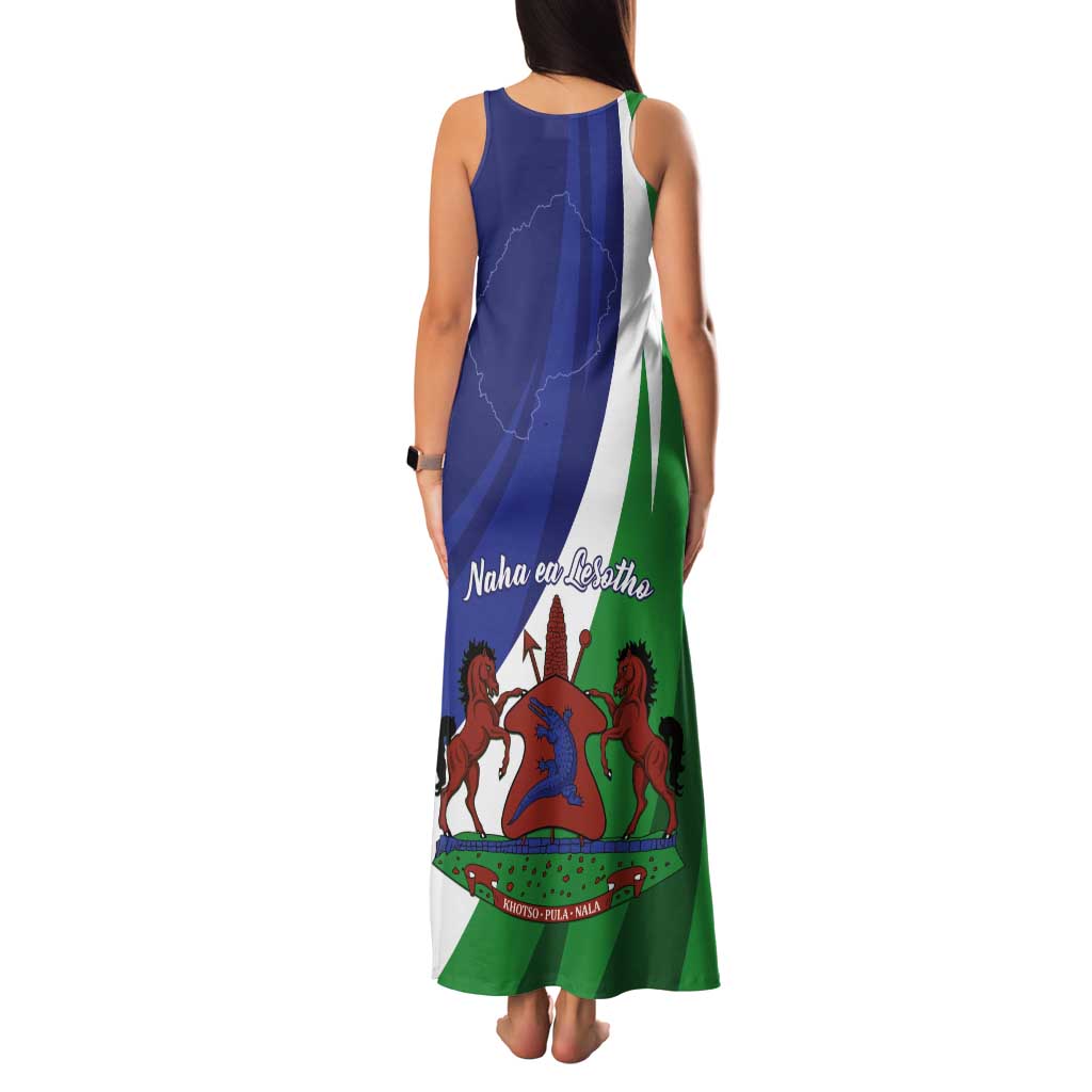 Lesotho 1966 Unique Tank Maxi Dress Spiral Aloe Coat of Arms - Wonder Print Shop