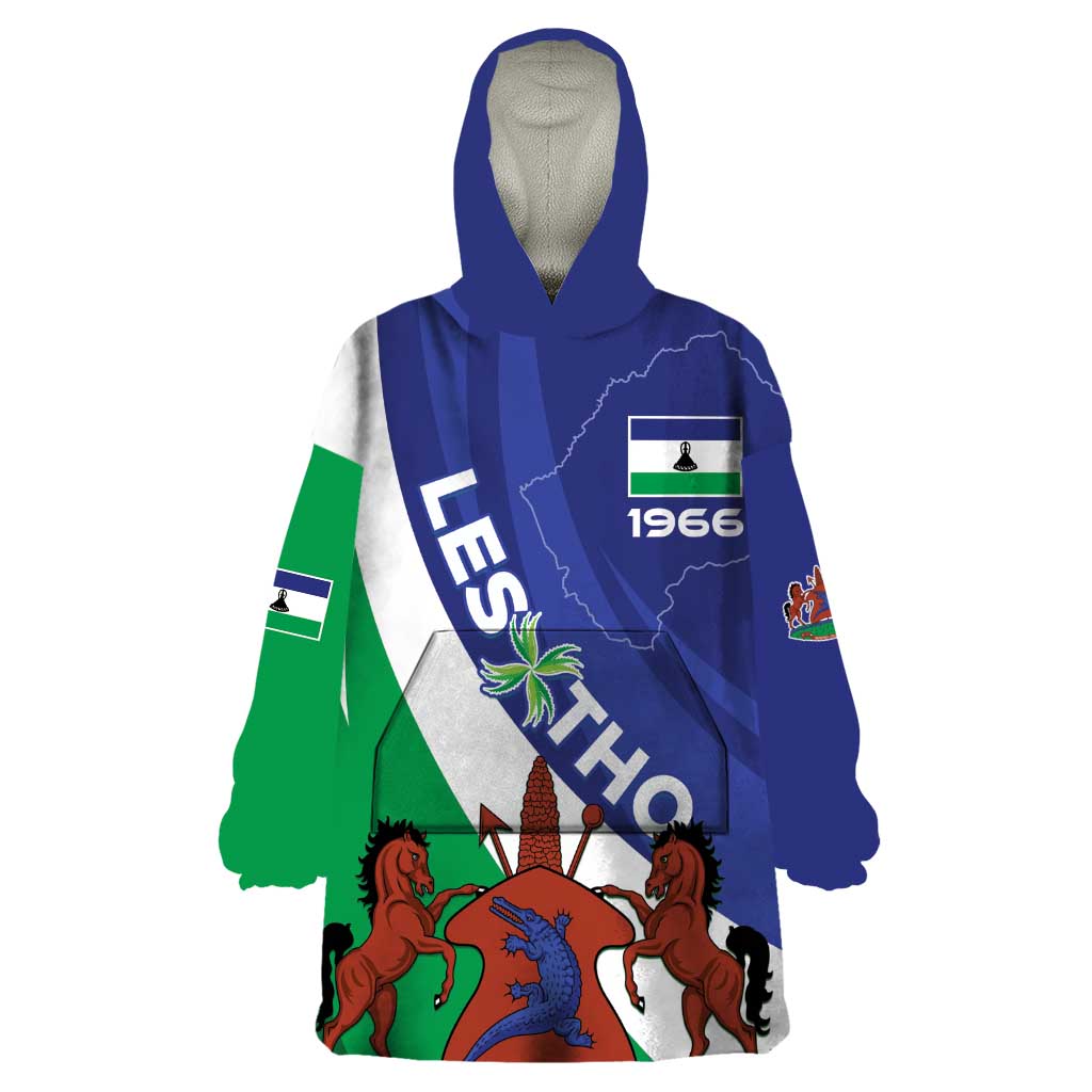Lesotho 1966 Unique Wearable Blanket Hoodie Spiral Aloe Coat of Arms - Wonder Print Shop