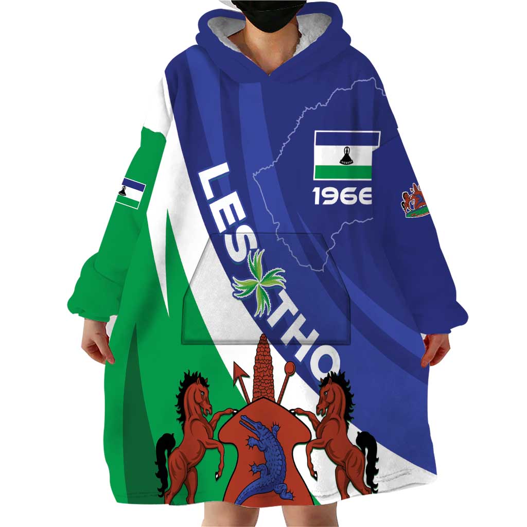 Lesotho 1966 Unique Wearable Blanket Hoodie Spiral Aloe Coat of Arms - Wonder Print Shop