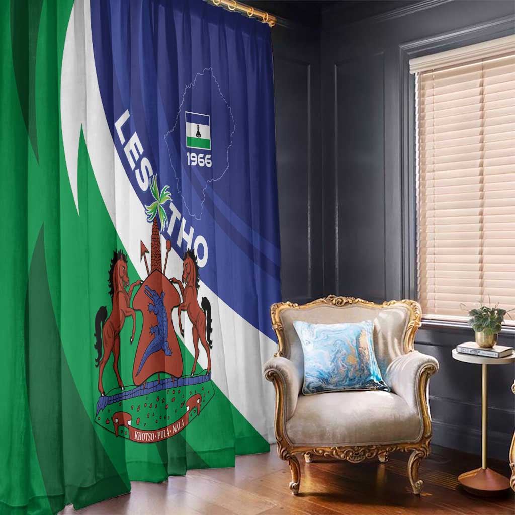 Lesotho 1966 Unique Window Curtain Spiral Aloe Coat of Arms - Wonder Print Shop