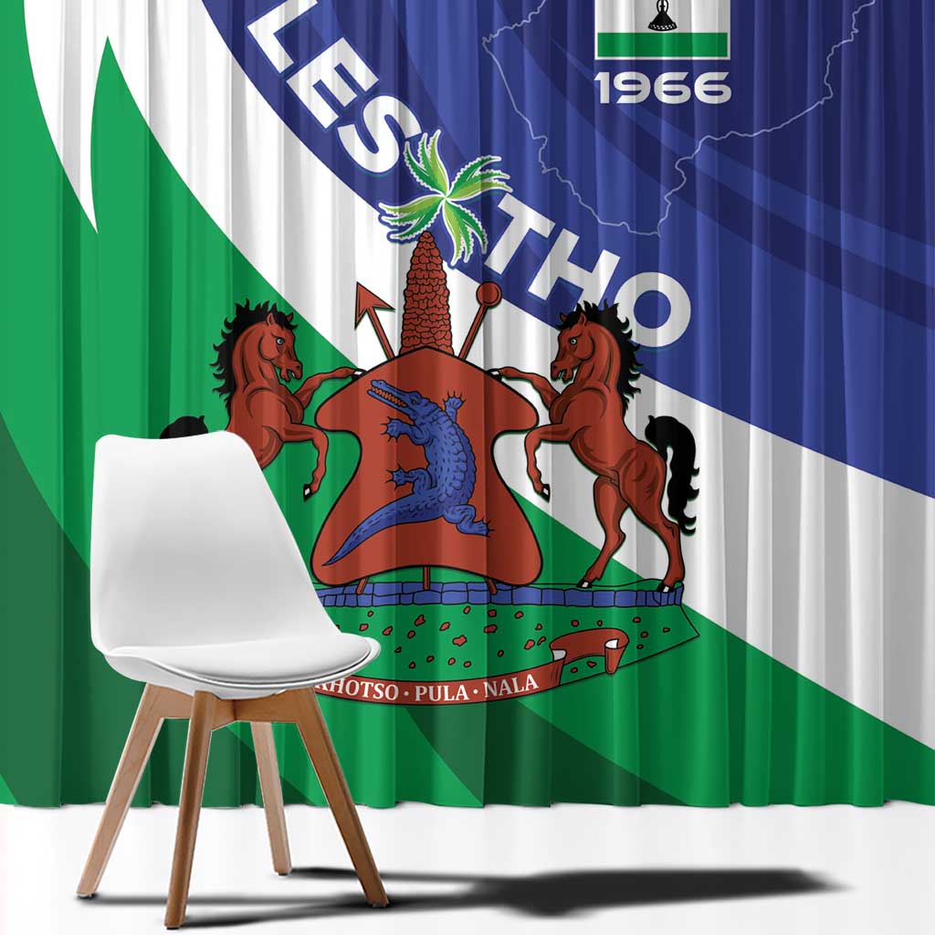 Lesotho 1966 Unique Window Curtain Spiral Aloe Coat of Arms - Wonder Print Shop