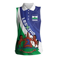 Lesotho 1966 Unique Women Sleeveless Polo Shirt Spiral Aloe Coat of Arms - Wonder Print Shop