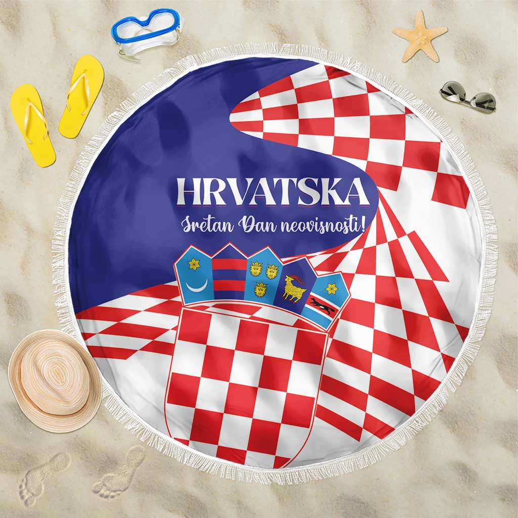 Croatia Independence Day 1991 Beach Blanket Sretan Dan neovisnosti Hrvatske - Wonder Print Shop