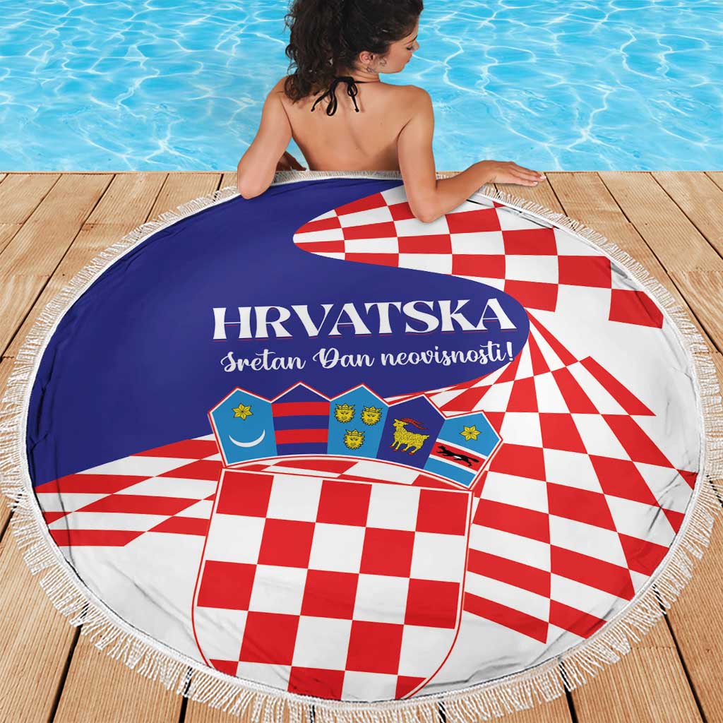 Croatia Independence Day 1991 Beach Blanket Sretan Dan neovisnosti Hrvatske - Wonder Print Shop