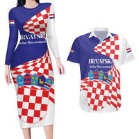 Personalized Croatia Independence Day 1991 Couples Matching Long Sleeve Bodycon Dress and Hawaiian Shirt Sretan Dan neovisnosti Hrvatske - Wonder Print Shop