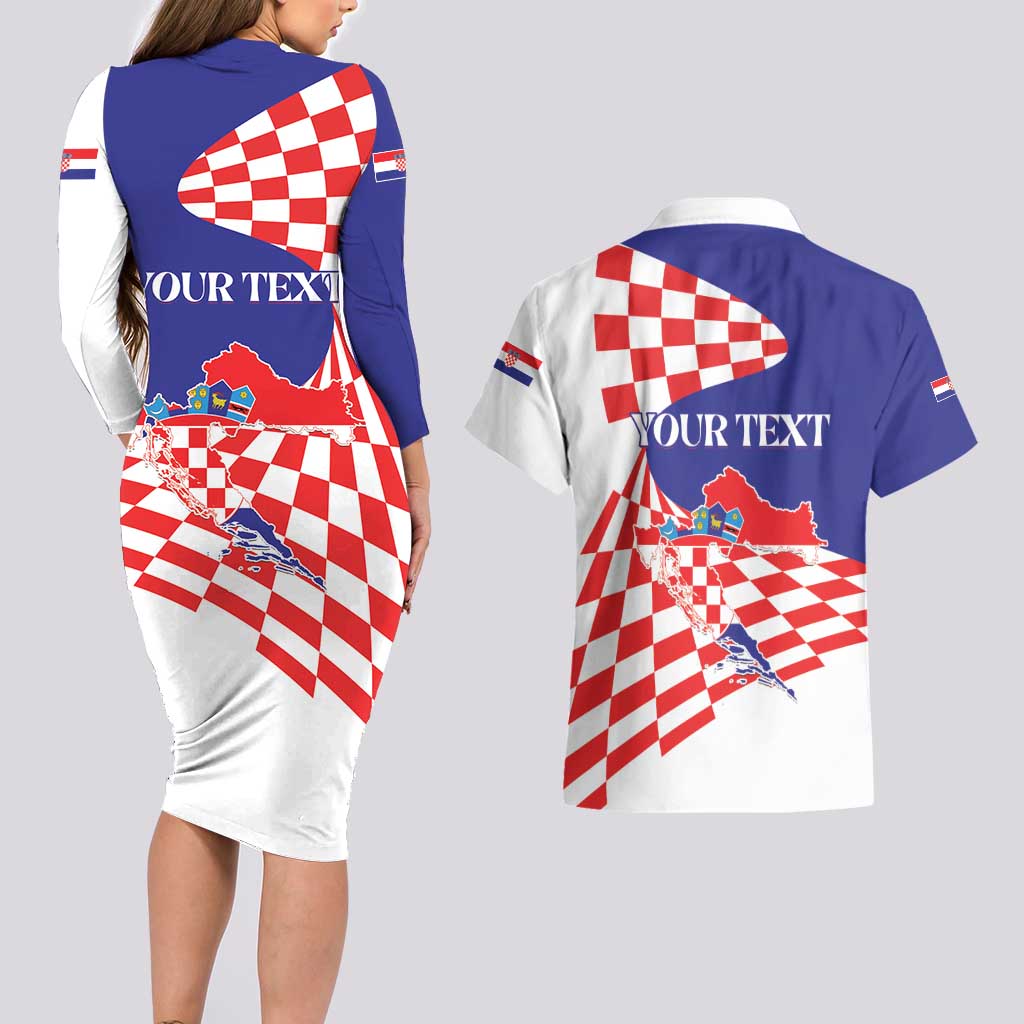 Personalized Croatia Independence Day 1991 Couples Matching Long Sleeve Bodycon Dress and Hawaiian Shirt Sretan Dan neovisnosti Hrvatske - Wonder Print Shop